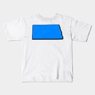 Bright Blue North Dakota Outline Kids T-Shirt